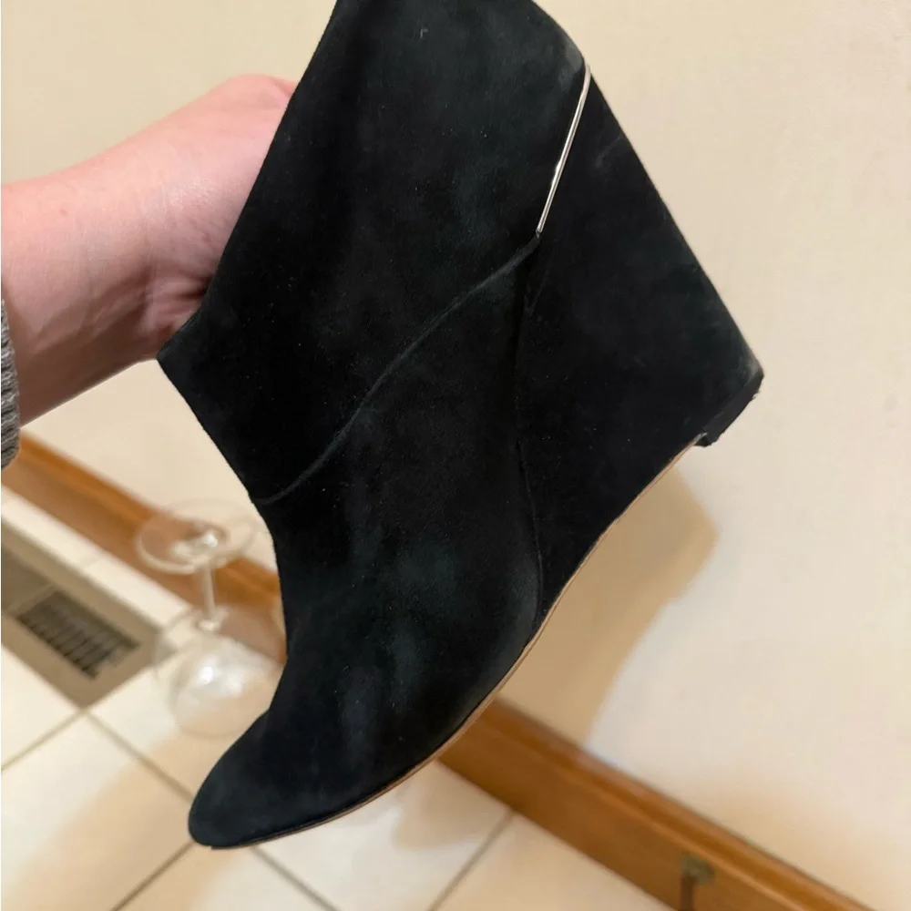 Coach | Black Suede Wedge Oakdale booties size 8.5